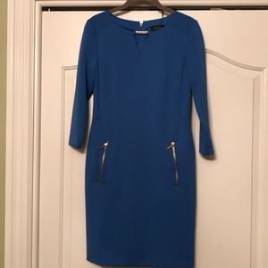 Tahari blue 3/4 sleeve dress size 2